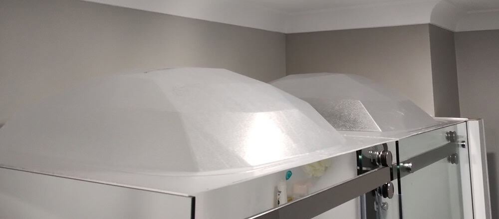 Double Steam Stopper installed on a large shower